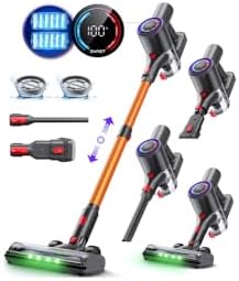 Zynet DP2 Aspirateur Balai Sans Fil À Double Batterie, 45KPa/60Min/500W, Affichage LED, Tube Télescopique, Autoportant, Lumière Greeneye, pour Nettoyage Maison, Poils D'animaux, Moquettes et Sols Durs