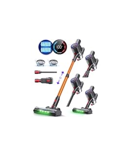 Zynet DP2 Aspirapolvere Senza Fili con Doppia Batteria, 45KPa/60Min/500W, Display LED, Asta Telescopica, Autoportante, LED Verde, Scopa Elettrica Senza Fili per Peli Di Animali/Tappeti/Pavimenti Duri