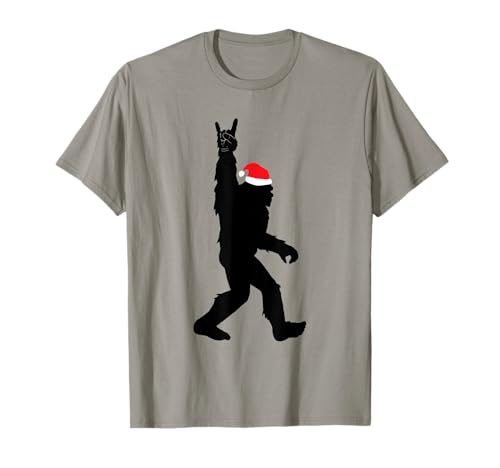 Funny Bigfoot Christmas Rock On for Santa Believer T-Shirt