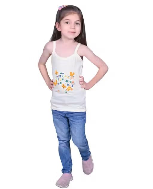 Image of Girls Kids Cindrella & Friends Printed Girl Vest| 100% Cotton| Skin Friendly | Lightweight | Sleeveless Design | Best for School Girls Pack of 6 - Assorted