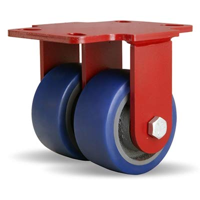 Hamilton Heavy Service Dual-Wheel Rigid Caster Part# R-HS2-4SPB 4" x 2" Ergo-Glide Polyurethane (85A) on Cast Iron Wheels with 1/2" Sealed Precision Ball Bearings - 1,000 lbs Capacity - USA Made