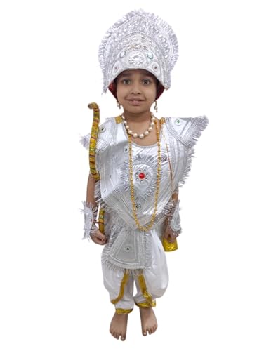 Image of BookMyCostume Mahabharat Warrior Costume for Kids - Arjun /Bhishma Pitamah Look with Silver Chest Armor & Accessory Set | Indian Mythological Fancy Dress for School & Cultural Events | Adult S-M