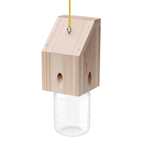 Carpenter Bee Trap for Outside - Shed Style Nature Hanging Wood Trap for Outdoor with Removable Bee...