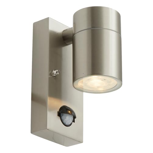 4lite Marinus Sleek Outdoor Down Wall Light (Stainless Steel) Rust Free IP44 Rated Motion Sensor Exterior Wall Lamp