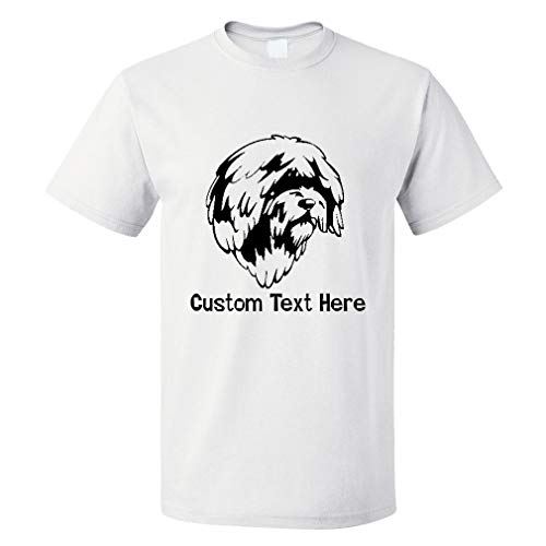 Custom Funny Graphic T Shirts for Men Spanish Water Dog Head Black Cotton Top White Personalized Text Here Large