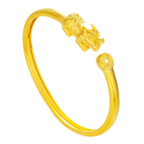 Fashion 18K Gold Plated Feng Shui Pi Xiu Open Cuff Bracelet