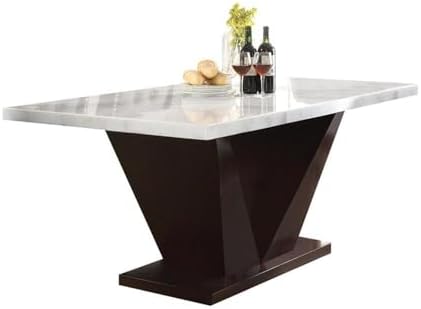 Acme Forbes Rectangular Marble Top Dining Table ...