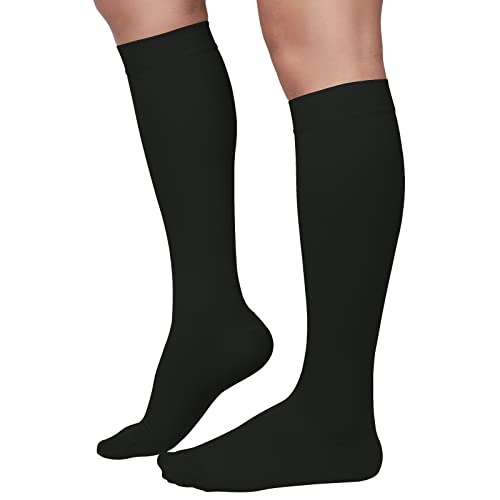 Image of MGANG Knee High Compression Socks 20-30mmHg for Varicose Veins, Closed Toe | Graduated Compression, Circulation, DVT, Swelling, Nurses, Pregnancy, Standing, Office, Flight, Travel, Running, Recovery