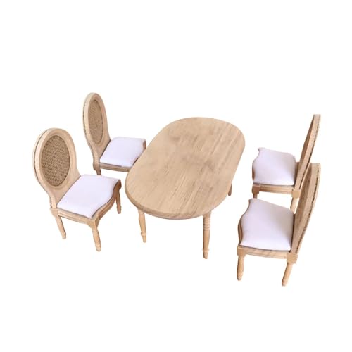 Décoration créative maison de poupée avec table miniature et chaises de salle à manger