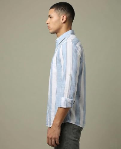 Image of Youth First Men's Cotton Blend Casual Shirt | Regular Fit Solid Full Sleeve Button Down Collared Shirts | Comfortable Formal Office Business Casual for Men