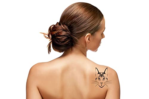 6 Sheets Fake Tattoos Set Is Black Cats Tattoo Temporary Tattoos Suitable For Adult Women Men For Children Boys And Girls 3.7 X 3.7 Inch #TOP2