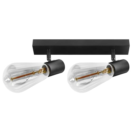 Miratic Lampara Techo 60W - Aplique Pared Interior - Lamparas de Techo Luminaria de Techo y Pared IP20 Diseño Elegante y Moderno Color Negro - Bombilla no Incluida (2x60W)