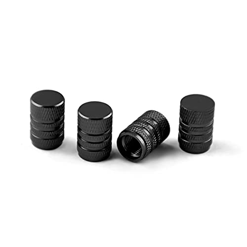 Aluminum Alloy Tire Valve Stem Caps, 4 Pack Universal Car Wheel Tire Valve Caps, Universal Stem Covers for Cars Trucks Motorcycles SUVs and Bikes (Black)
