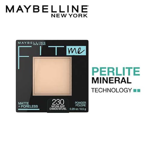 Image of Maybelline New York Fit Me Matte Poreless Pressed Face Powder. Natural, poreless finish with long-lasting shine control, Pressed Powder that absorbs oil to mattify skin - Natural Buff 230 | 8.5gm