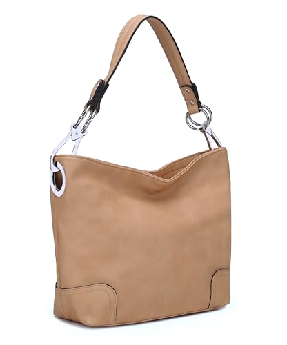 MKF Collection Bolsa Hobo para mulheres, bolsa de ombro despojada de couro vegano, bolsa com alça superior da Mia K, Emily Light Tan