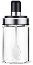 Kitchen High Borosilicate Glass Spice Jars Seasonning Box Jar Condiment Jar,Combination Spoon and Lid Design,Premium Commercial Grade for Kitchen Use 250ml (1 Pcs,Spoon jar)