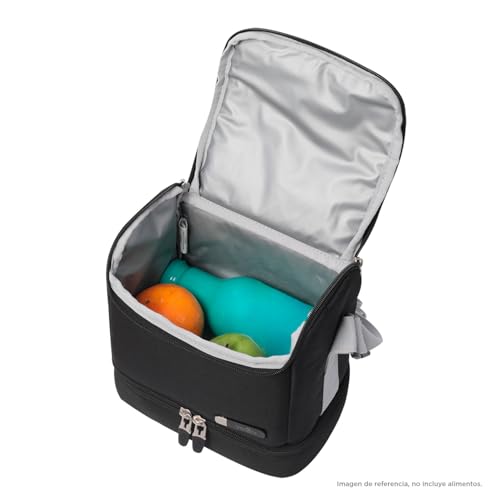 TOTTO - Torba termiczna na żywność 6 l, model batara, 20,5 x 22 x 14 cm, torba na żywność robocza, kieszeń boczna, uchwyt do rąk, regulowany pasek, łatwy do czyszczenia, kolor czarny