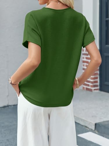Image of Saodimallsu Women's Short Sleeve Lightweight Casual Crewneck Loose Fit Knit T-Shirt