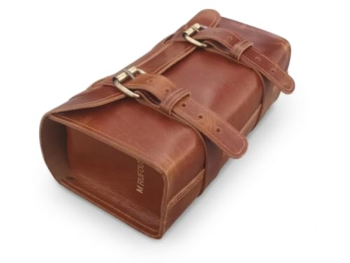 Bolsa de herramientas para motocicleta M RUFOUS en cuero marrón claro: alforja de cuero de búfalo miniatura 3
