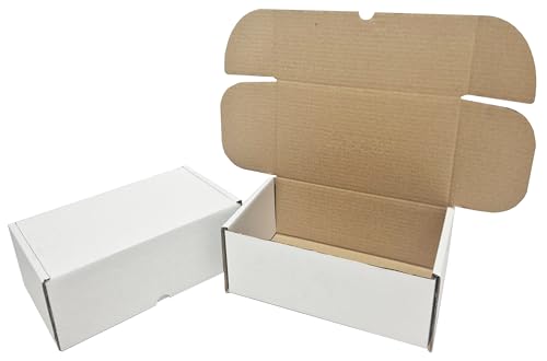 Pack of 50 Die Cut Postal Mailing Cardboard Boxes White (250 x 150 x 100mm)