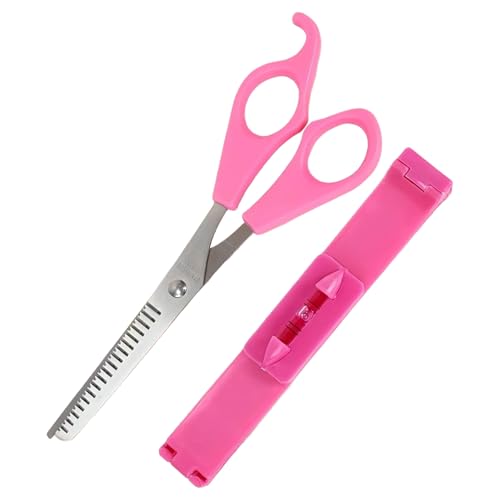 2Pcs Clip Cut Tool, Split End Trimmer Set, 1 Comb-Hairstyle Trimmer & 1 Haircutting Scissor, Styling Accurate Hair Cutting Kit for Home DIY Kids Women, for Layers, Bangs, and Split Ends (Pink)