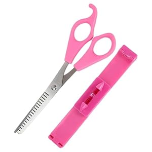 2Pcs Clip Cut Tool, Split End Trimmer Set, 1 Comb-Hairstyle Trimmer & 1 Haircutting Scissor, Styling Accurate Hair Cutting Kit for Home DIY Kids Women, for Layers, Bangs, and Split Ends (Pink)