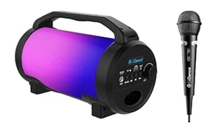 iDance Cyclone 400 Portable Bluetooth Party Speaker with Microphone, 50W Bass, and LED Disco Lights