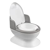 Little Star Kinder Toilette Lerntöpfchen ab 18 Monate – Realistische Kleinkindtoilette mit Rückenlehne & Griffen – Herausnehmbarer Einsatz – Rutschfestes Töpfchen für Toilettentraining - weiß/grau
