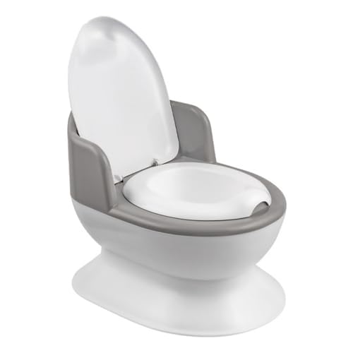 Little Star Kinder Toilette Lerntöpfchen ab 18 Monate – Realistische Kleinkindtoilette mit Rückenlehne & Griffen – Herausnehmbarer Einsatz – Rutschfestes Töpfchen für Toilettentraining - weiß/grau