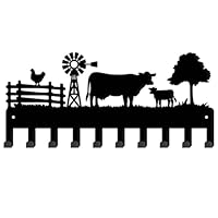 SUPERDANT Cow Metal Key Holder Calf Cattle Farm Animal Decorative 10 Hook Key Rack Organizer Wall Mounted Rack Hooks Chicken Kitchen Decor Personalized Key Hanger for Farmhouse Wall Front Door