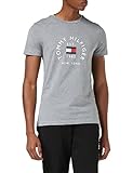 Tommy Hilfiger Hilfiger Flag Arch tee Camiseta, Gris Oscuro Jaspeado Moteado, M para Hombre
