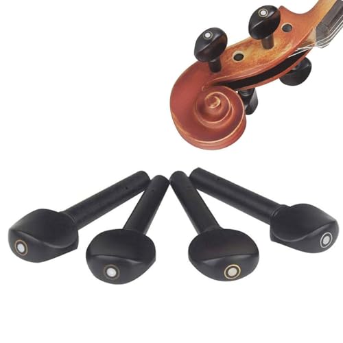 TUOREN 4Pcs Ebony Violin Tuning Pegs Set for 4/4 Size Violin Fiddle Replacement Accessory Kit