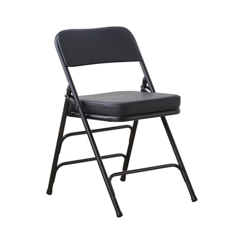 BOOSDEN Folding Chair, Foldable Chair, Faux Leather Fold Up Chair for Home, Office, Dining, Portable and Compact Metal Frame Folding Seat, Thickened Padded Fold Out Chair Indoor & Outdoor, Black by BOOSDEN - Used condition - CA$45.97