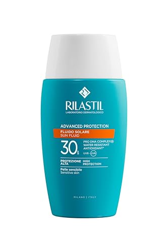Rilastil Sun System, Advance Protection Fluido Solare SPF30 Idaratante, Resistente all'acqua, Progettata per Minimo Impatto sull'Inquinamento Acquatico, 50 ml