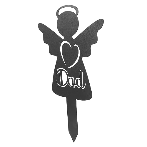 HEMOTON Conmemorativa de Ángel de Metal para Cementerio Decoración Resistente para Jardín y Tumba Señal para Patio Exterior para Papá