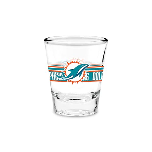 Rico Industries NFL Football Miami Dolphins Standard 1.7oz Shot Glass Durable Barware for Game Day & Home Bars