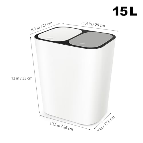 Caneca de Basura Doble Compartimento 15L Beige miniatura 5