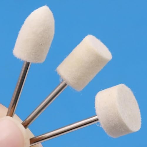 Yuanpgky - Yuanpgky Lot de 12 accessoires de polissage rotatifs avec tige de 2,35 mm pour meules de polissage, tête de meulage en feutre de laine compatible avec les outils électriques pour métal et verre (sans