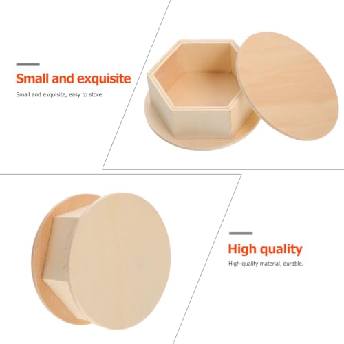 Image of SEWACC 6 Pcs Diy Storage Box Small Containers Clay Storage Bins Simple Holder Wood Case Sundries Case Wood Organizing Container Small en Box Round