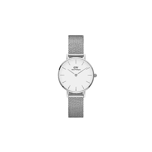 Daniel Wellington Petite Sterling, Silber/Silber Uhr, 28mm, Mesh, für Damen