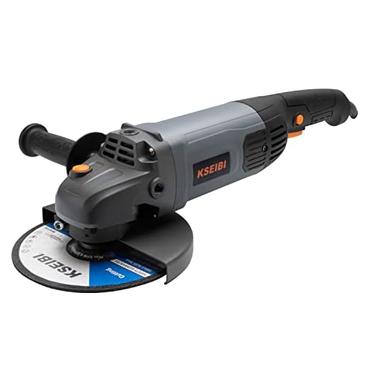 KSEIBI KWS 20-180 Angle Grinder Machine 7inch, Long Handle Grinding Tool, Powerfull 15 AMP Motor for Concrete Cutting, Grinding and Polishing