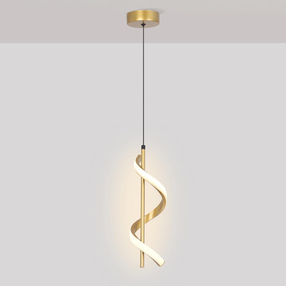 Suspension LED moderne en spirale dorée de 13W pour éclairage de plafond