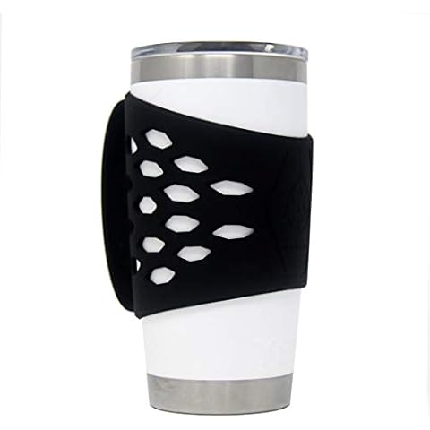 REUZBL Rambler Handler for 20 oz Tumbler Vacuum Insulated Coffee Mugs, Silicone Grip Protective Sleeve Cover With Handle, Black Cover