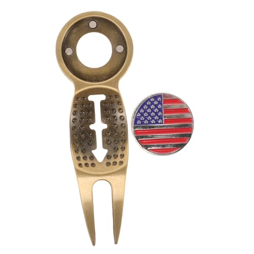 KICHOUSE Golf Divot Repair Tool with Ball Marker Compact Lightweight Golf Fork for Elegant Antique Finish for Precise Ball Marking Essential Golf Accessory for Enthusiasts