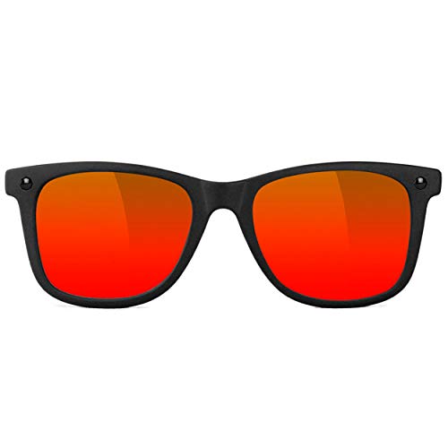 Mikemo Premium Polarized Sunglasses Matte Black/Red Mirror2