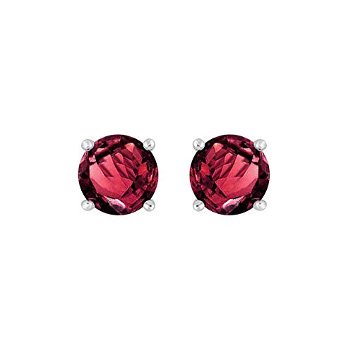Boucles d'oreilles puces rhodolite or blanc 18 carats le cadeau idéal