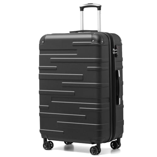 COOLIFE Hard Shell Suitcase with TSA Lock and 4 Spinner Wheels Lightweight Durable (Grey, L(77cm 93L))