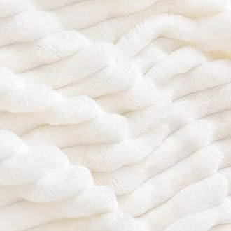 BEDELITE Fleece Throw Blanket for Couch – 3D Ribbed Jacquard Soft and Warm Decorative Fuzzy Blanket – Cozy, Fluffy, Plush Lightweight Off White Throw Blankets for Bed, Sofa, 50x60 inches