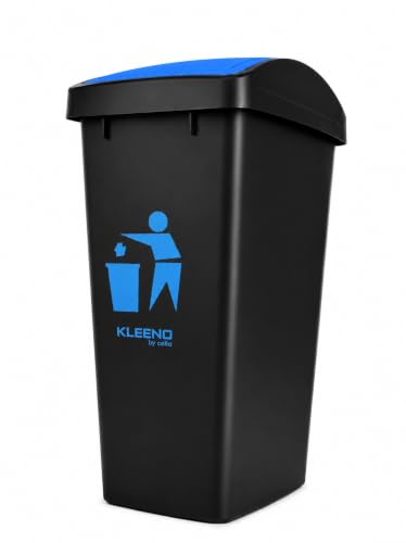 Image of Cello Plastic Garbage Swing-Lid Dustbin 48 Ltr, Black-Blue