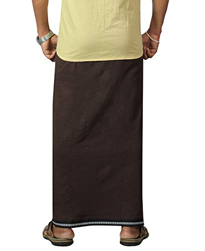 Image of PRAKASAM COTTON Velcro Pocket Dhoti | Thalapathi Border Readymade Cotton Kerala Mundu for Men